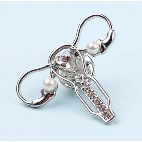 Female Reproductive Pin -Silver - Picture 1 of 9